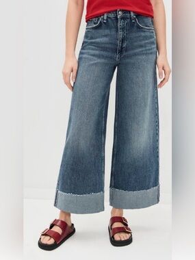 rag & bone Sofie in Leland High Rise Ultra Wide Ankle Cuffed 
Jeans Size 27